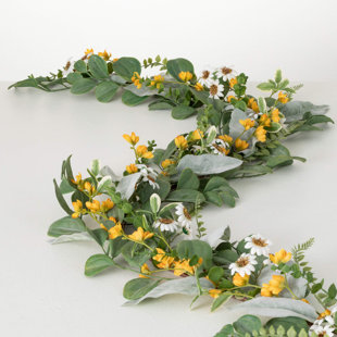 PRIMRUE Ricka 72'' in. Faux Daisy Garland
