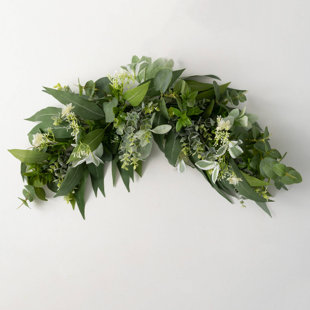 PRIMRUE Ridgewood Artificial 33" Mixed Leaf Eucalyptus Crescent
