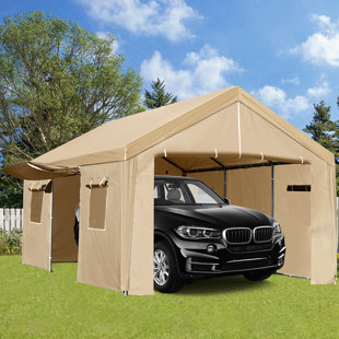 EUKER 10 Ft. W x 19.5 Ft. D Carport Canopy Portable Garage with Removable Sidewalls