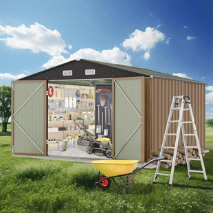 EUKER 10 ft. W x 12 ft. D Galvanized Steel Storage Shed