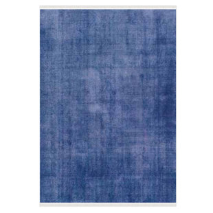 RUGPERA Seidman Navy Blue Color Solid Color Design Carpet Machine Woven Polyester & Cotton Yarn Area Rug