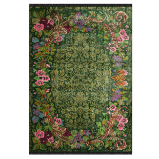 RUGPERA Karabag Multicolored Color Floral Design Carpet Machine Woven Polyester & Cotton Yarn Area Rugağ