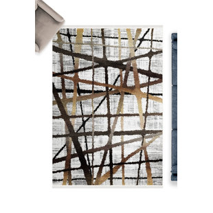 RUGPERA Elea Grey And Brown Color Striped Design Carpet Machine Woven Polyester & Cotton Yarn Area Rug