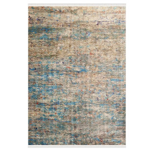 RUGPERA Miras Blue And Beige Color Abstract Design Carpet Machine Woven Polyester & Cotton Yarn Area Rug