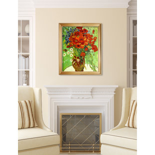 DECORARTS Red Poppies and Daisies, Vincent Van Gogh Art Reproduction. Giclee Canvas Prints Wall Art