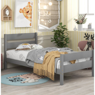 GZMWON Bed with Headboard and Footboard Slat Bed Frame