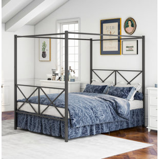 GZMWON Metal Canopy Bed Frame with Headboard