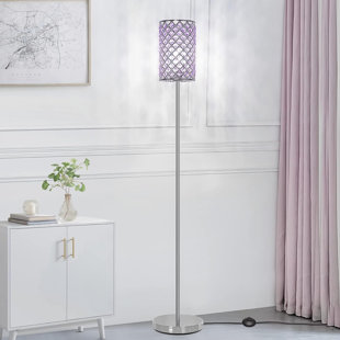 REPHEN Crystal Floor Lamp For Bedroom, Floor Lamp With On/Off Foot Switch, Elegant Standing Light Tall Pole Lamp For Living Room, Dresser, Office (E26 Base)