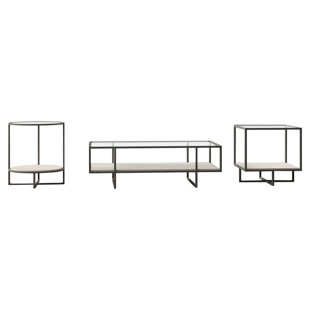 BERNHARDT Harlow 3 - Piece Glass Top Living Room Table Set