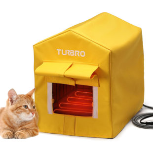 TURBRO Heated Cat/Dog House Outdoor, Insulated and Weatherproof Iron Shelter, 14.7ft Anti-Bite Cord