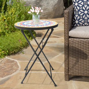 SAINT BIRCH Lori Round Concrete Outdoor Folding Bistro Table
