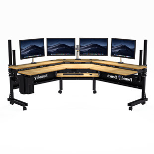 VersaDesk Corner Standing Desk, 80" Solid Wood Large Electric Height Adjustable Desk
