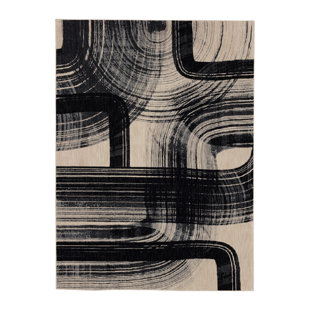 STACY GARCIA HOME Orion Abstract Machine Woven Polyester Area Rug in Black