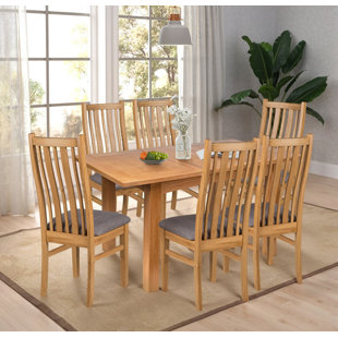 HALLOWOOD FURNITURE Camberley 6 - Person Butterfly Leaf Solid Oak Dining Set