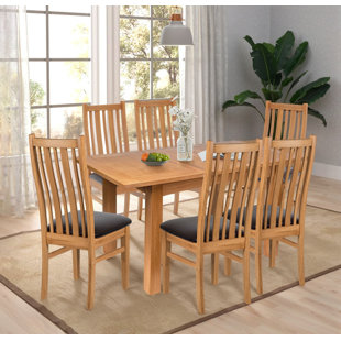 HALLOWOOD FURNITURE Camberley 6 - Person Butterfly Leaf Solid Oak Dining Set