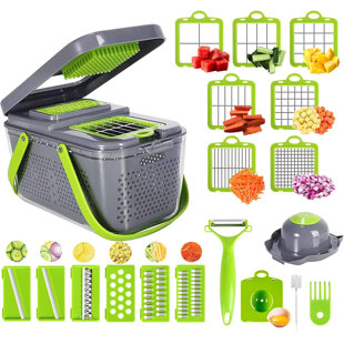 KADEN ENA INC Miibox Vegetable Chopper with Container 22-in-1 Veggie Choppers and Dicers Food Chopper Cutter