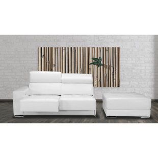 CASA ITALIA FURNITURE Nina Italian 71" Power Sliding Top Grain Leather Sofa with Ottoman