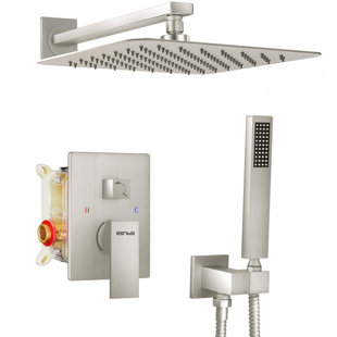 ESNBIA Complete Shower System, Shower Faucet Set with 12" Rain Shower head and Handheld Shower Head Set