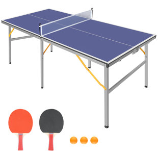 KADEN ENA INC Kaden 6ft Mid-Size Table Tennis Table Foldable & Portable Ping Pong Table Set