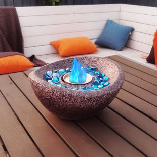 AJ ENJOY Concrete Tabletop Fireplace Ethanol and Gel Fuel Fire Pit Bowl - Indoor and Outdoor Use