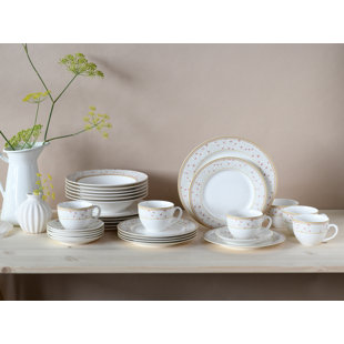 CREATABLE Emilia (New Bone China) 30 Piece Bone China Dinnerware Set, Service for 6