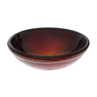 Ailee Designs 19'' Ombre From Metallic Merlot To Bright Gold Copper Glass Circular Vessel Bathroom Sink