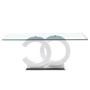 MODERN LUXE FURNITURE Glass Top Metal Base Dining Table