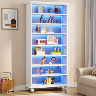 WINSTON PORTER Orthman 68.9" H x 28.35" W Open Bookcase Bookshelf with Adjustable Shelf and Multicolor LED Lights