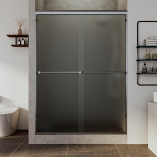 1INCHHOME 64" W x 78" H Double Sliding Door Semi-Frameless Shower Door