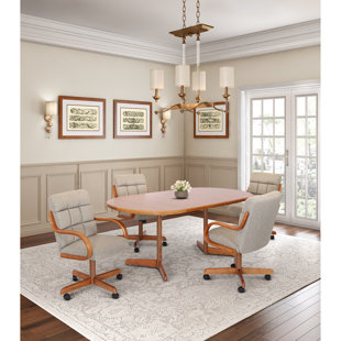 CASTER CHAIR COMPANY 5-Piece Extendable Double-Pedestal Caster Dining Set