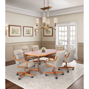 CASTER CHAIR COMPANY 7-Piece Extendable Double-Pedestal Caster Dining Set