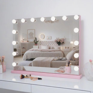 EBERN DESIGNS Kycia Makeup Mirror with Lights Touch Control for Dressing Room & Bedroom, Tabletop or Wall-Mounted