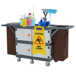 BABEVY Janitorial Cart with 4 Cabinet