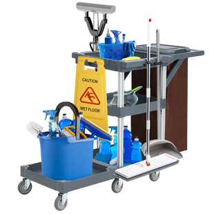 BABEVY Commercial Janitorial Cleaning Cart on Wheels