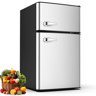 R.W.FLAME Double Door 3.2 Cu. Ft. Compact Refrigerator Mini Fridge with Freezer