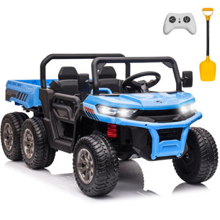 DREAMDWELL HOME Adda 2 Seater 24V 6-Wheel Ride on Dump Truck with Remote Control,Electric Dump Bed&Shovel,Music