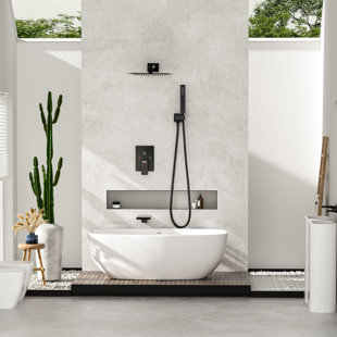 ESNBIA Shower System with Tub Spout, Shower Faucet Set with 10" Rain Shower head and Handheld Shower