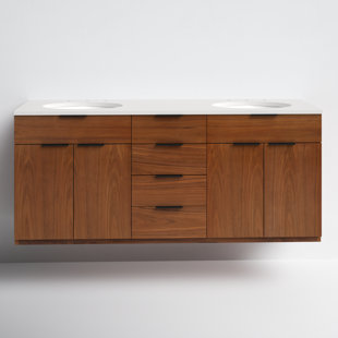 ALLMODERN Bexley 60" Wall-Mounted Double Bathroom Vanity with Quartz Top