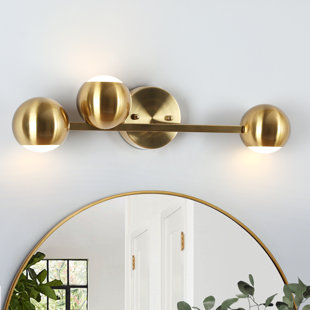 EVERLY QUINN Bhagwan 3-Light Dimmable LED Gold Vanity Light