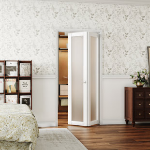 CHIC MODE 1 Lite Frosted Glass Solid Manufactured Wood Prefinished Bi-fold Door