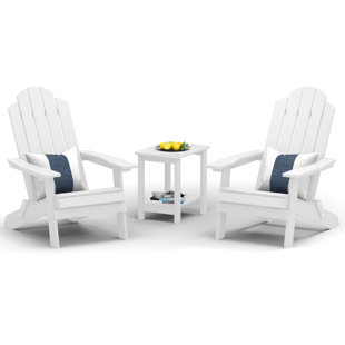 HERACLES Outdoor Plastic Folding Adirondack Chair with Square Patio Table