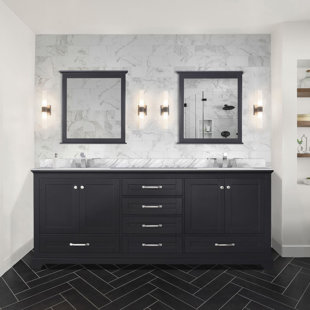 LEXORA Dukes 80'' Double Bathroom Vanity with Carrara Marble Top