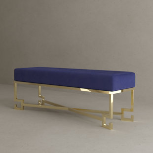 SHATANA HOME Gelb Velvet Upholstered Bench