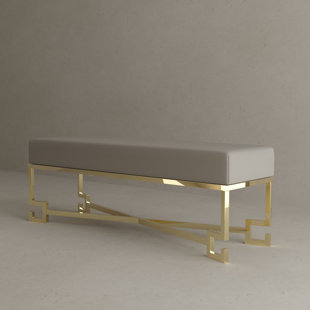 SHATANA HOME Gelb Faux Leather Upholstered Bench