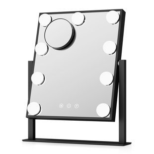 BRING HOME FURNITURE Tabletop Tri-Tone Makeup Mirror with 9 LED Bulbs 5X Magnification