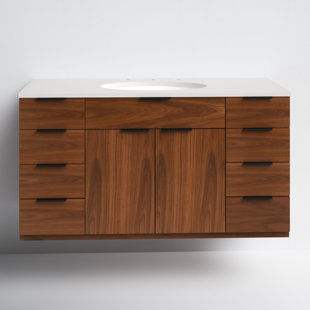 ALLMODERN Bexley 48" Wall-Mounted Single Bathroom Vanity with Quartz Top