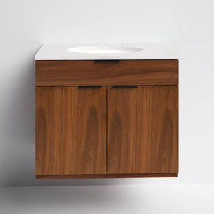 ALLMODERN Bexley 30" Wall Mounted Single Bathroom Vanity with Quartz Top