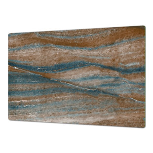 FESTIVE FIT HOME Stove Top Cover - Brown and Blue Wave Tempered Glass, Gas and Electric Cook Top Cover, Noodle Board