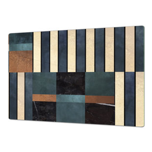 FESTIVE FIT HOME Cooktop Cover - Mixed Tile Tempered Glass, Gas & Electric Stove Top Cover | Noodle Board