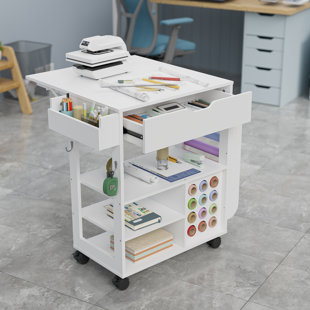 ELASIGNSHOPO 23.6'' x 25.2'' Solid Wood Sewing Table with Wheels